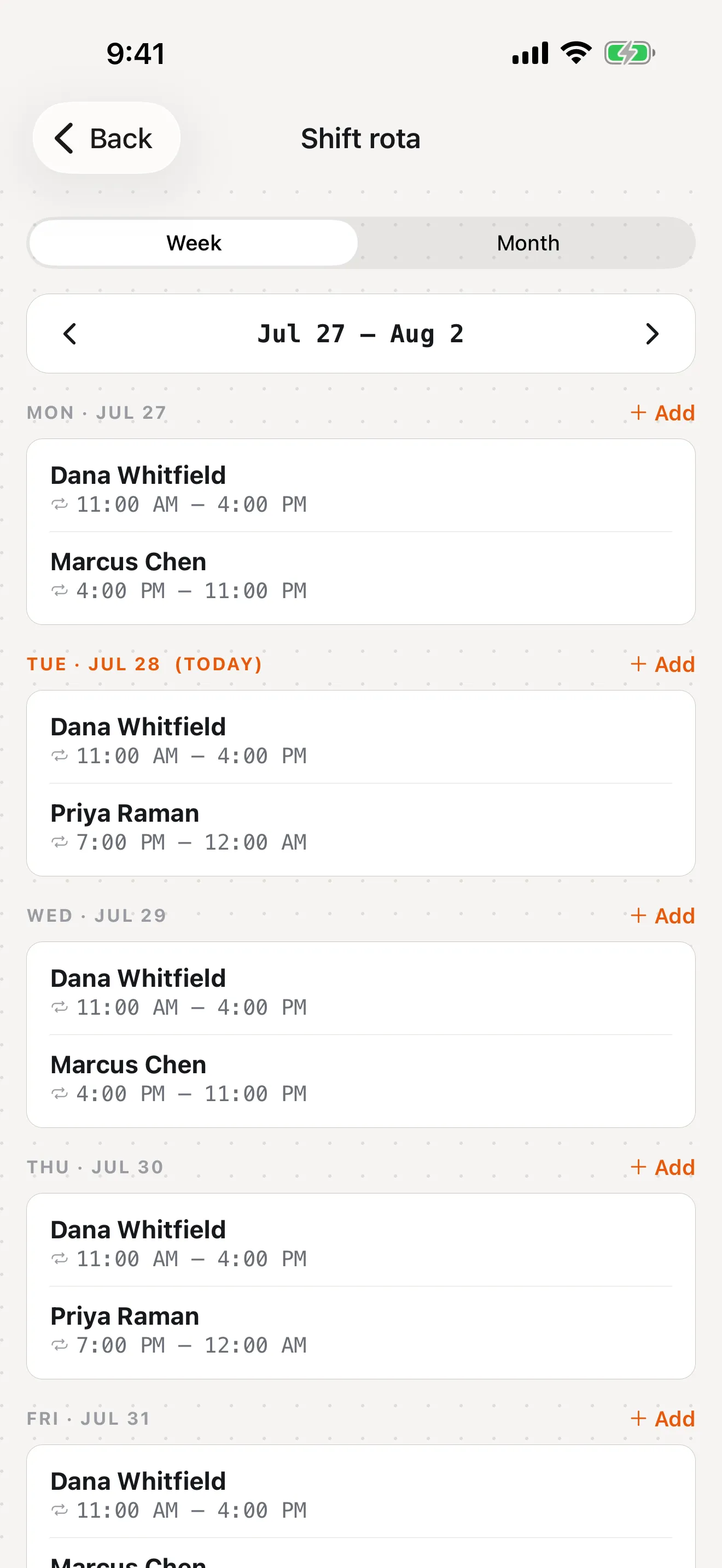 Scheduling on iPhone